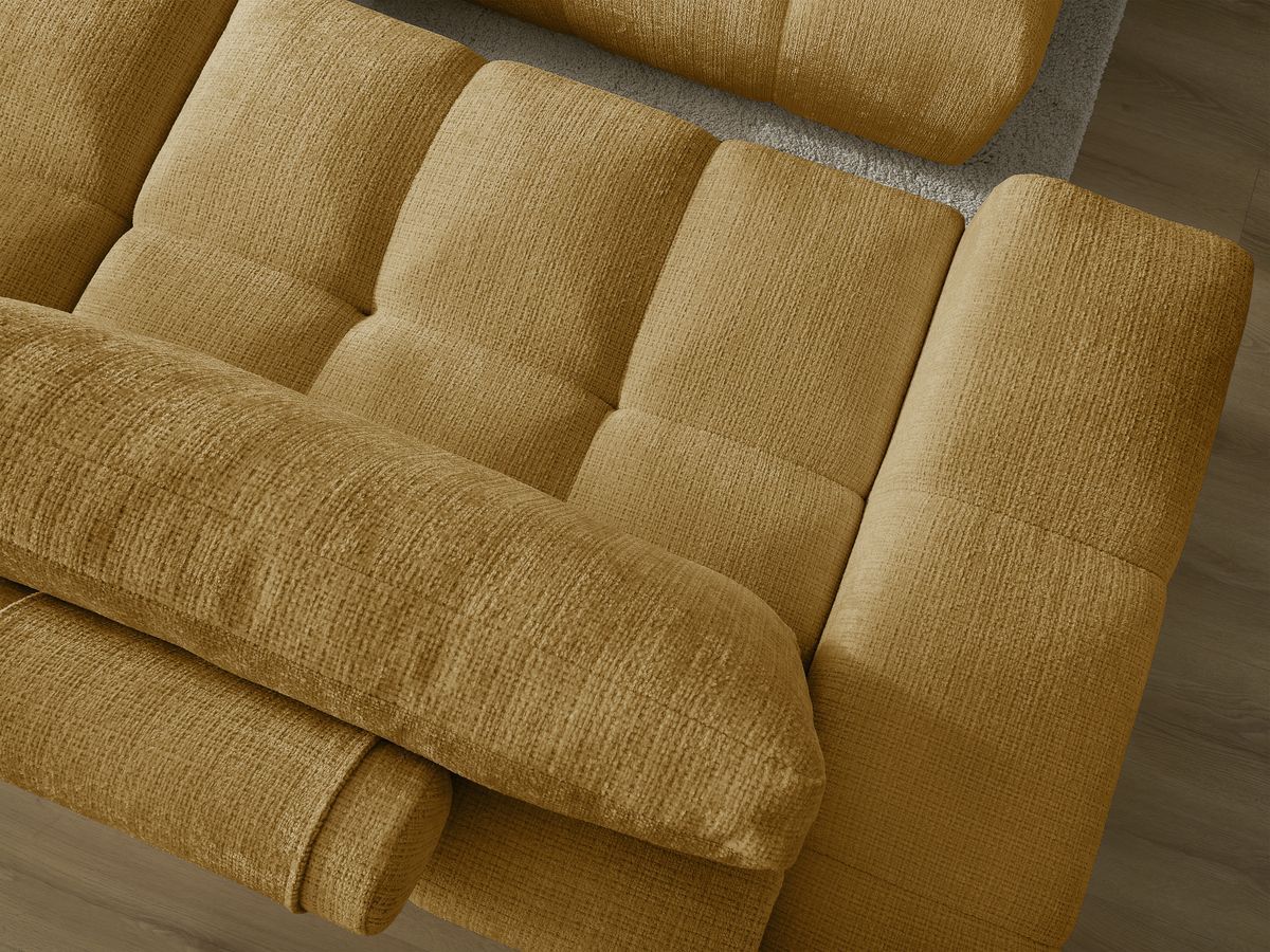 Canapé droit convertible coffre ANAKIN tissu texturé avec pouf