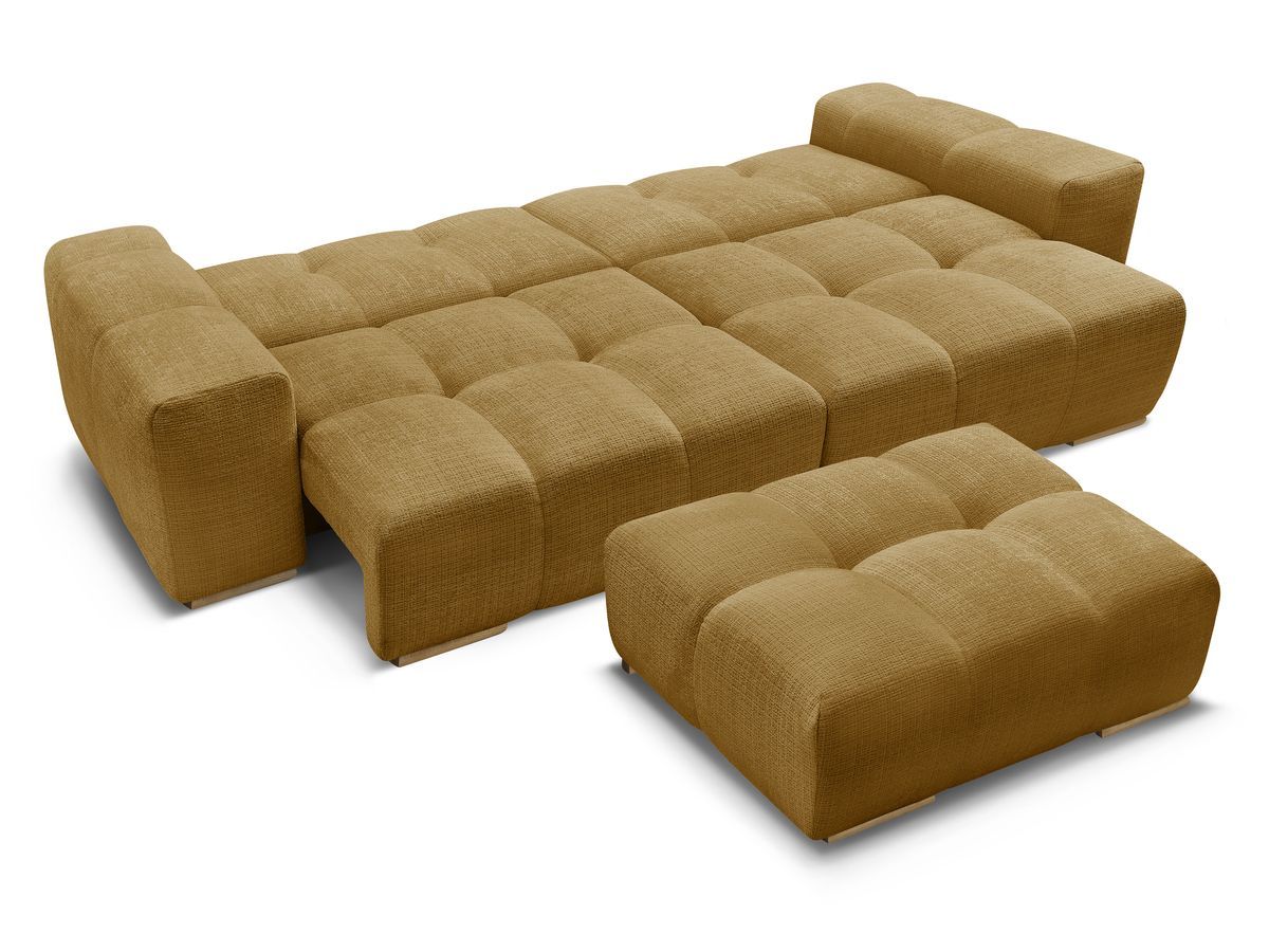Canapé droit convertible coffre ANAKIN tissu texturé avec pouf