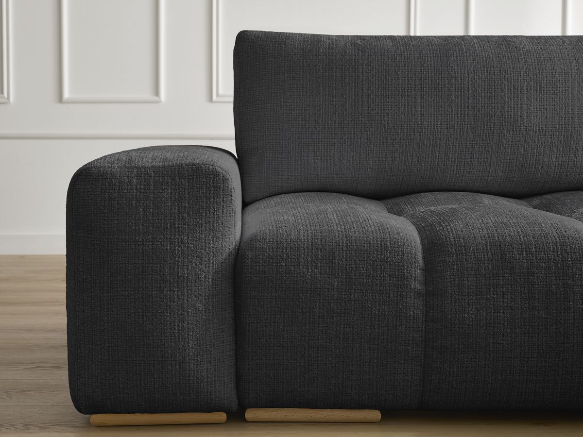 Canapé droit convertible coffre ANAKIN tissu texturé avec pouf