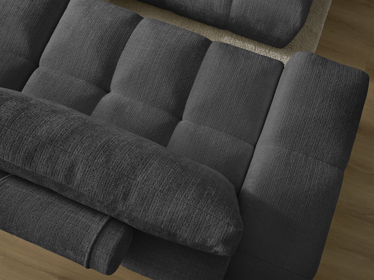 Canapé droit convertible coffre ANAKIN tissu texturé avec pouf