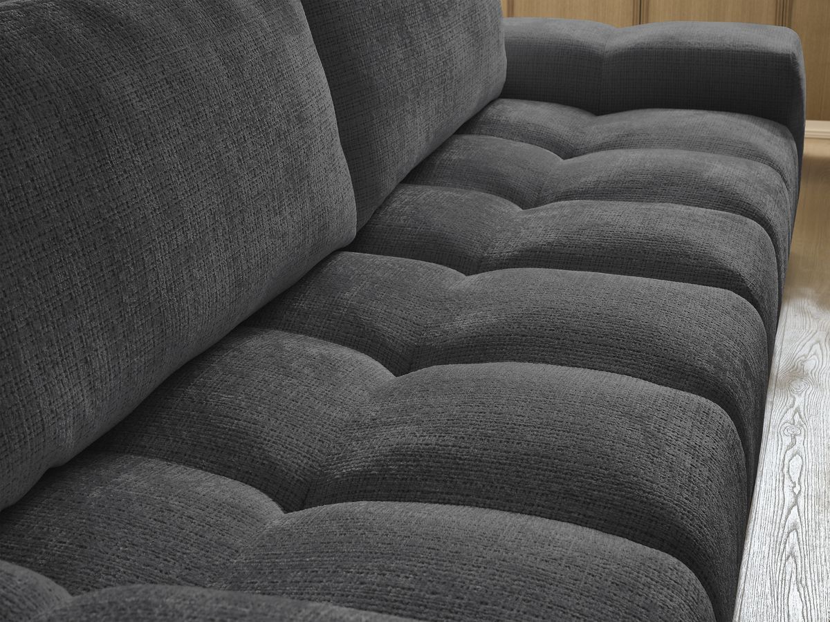 Canapé droit convertible coffre ANAKIN tissu texturé avec pouf