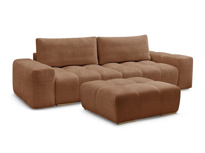 Canapé droit convertible coffre ANAKIN tissu texturé avec pouf