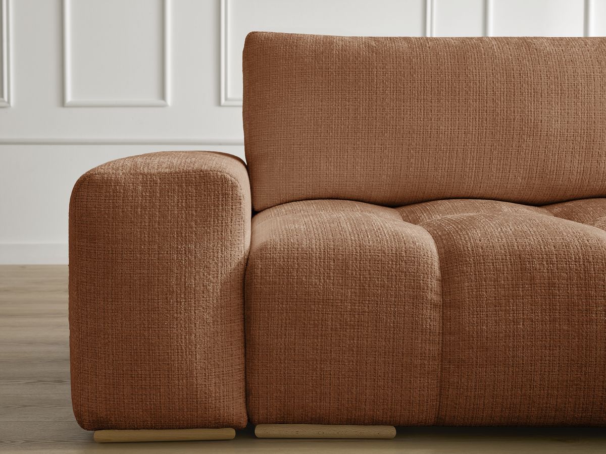 Canapé droit convertible coffre ANAKIN tissu texturé avec pouf