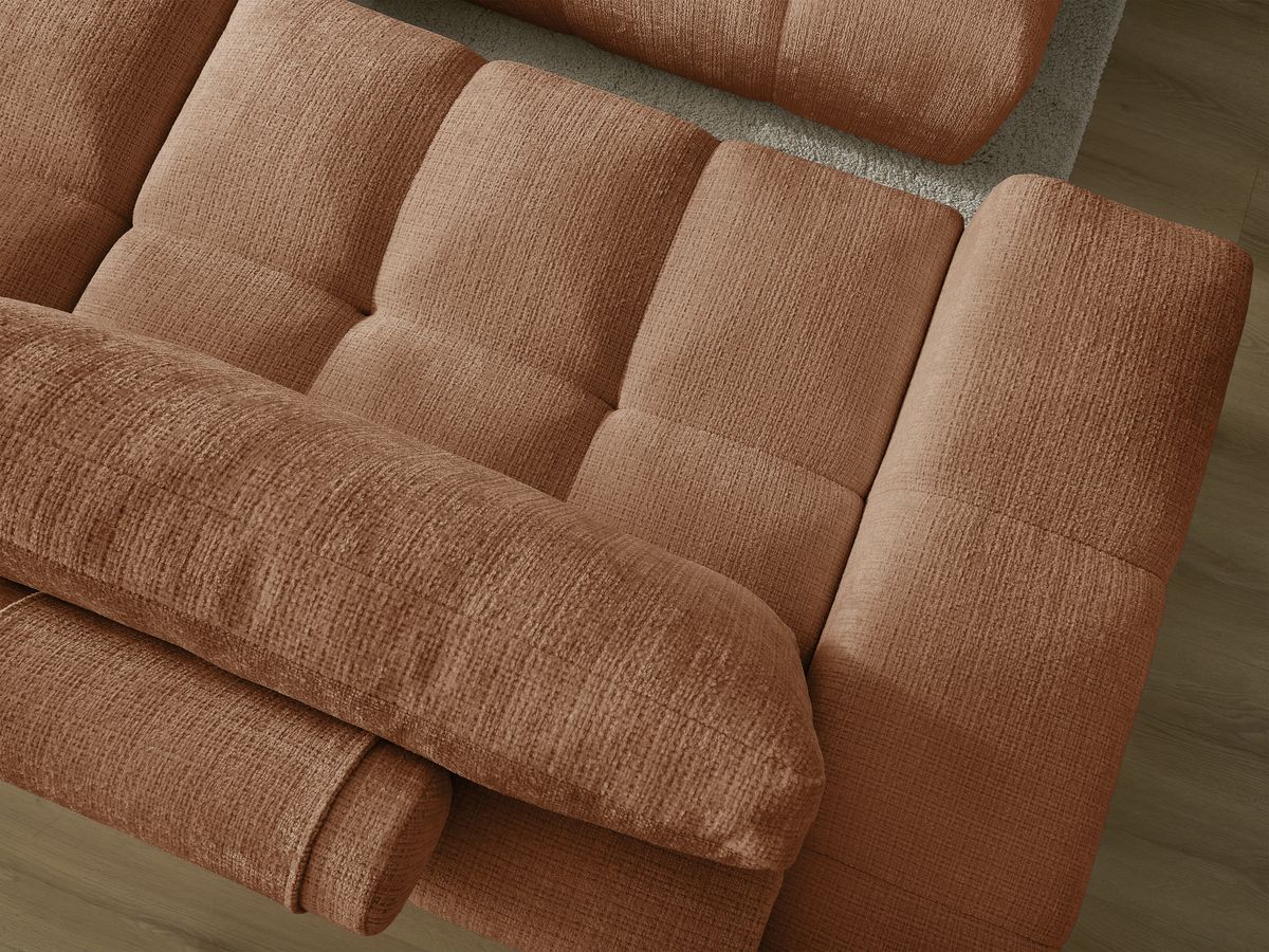 Canapé droit convertible coffre ANAKIN tissu texturé avec pouf