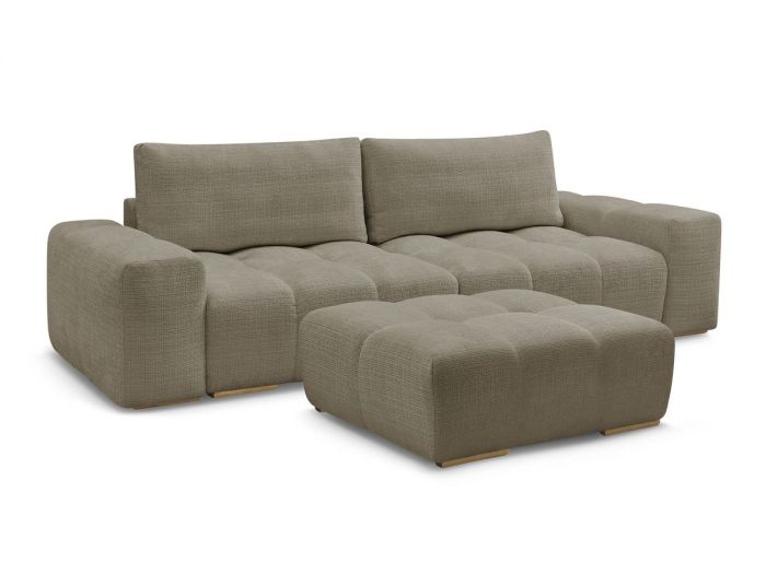 Canapé droit convertible coffre ANAKIN tissu texturé avec pouf
