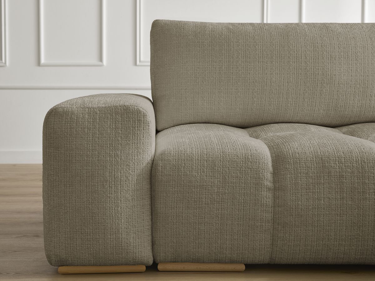 Canapé droit convertible coffre ANAKIN tissu texturé avec pouf