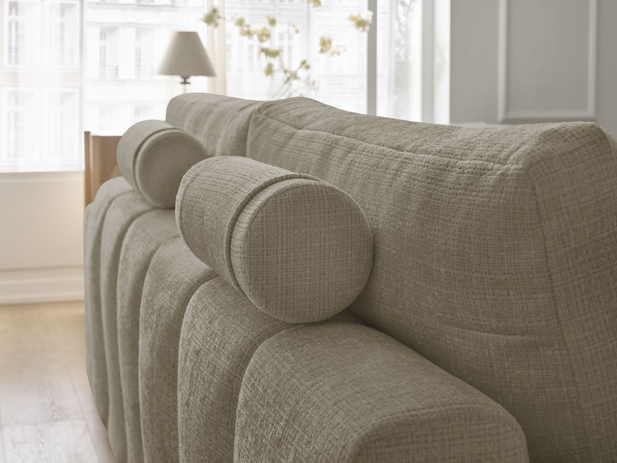 Canapé droit convertible coffre ANAKIN tissu texturé avec pouf