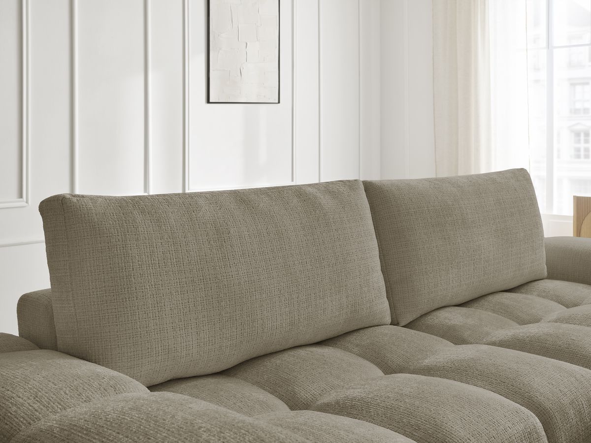 Canapé droit convertible coffre ANAKIN tissu texturé avec pouf