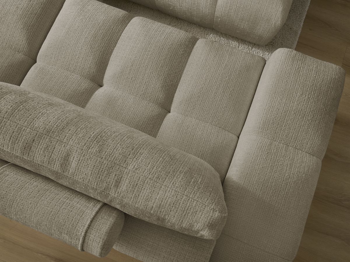 Canapé droit convertible coffre ANAKIN tissu texturé avec pouf
