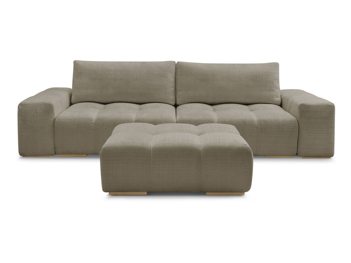 Canapé droit convertible coffre ANAKIN tissu texturé avec pouf