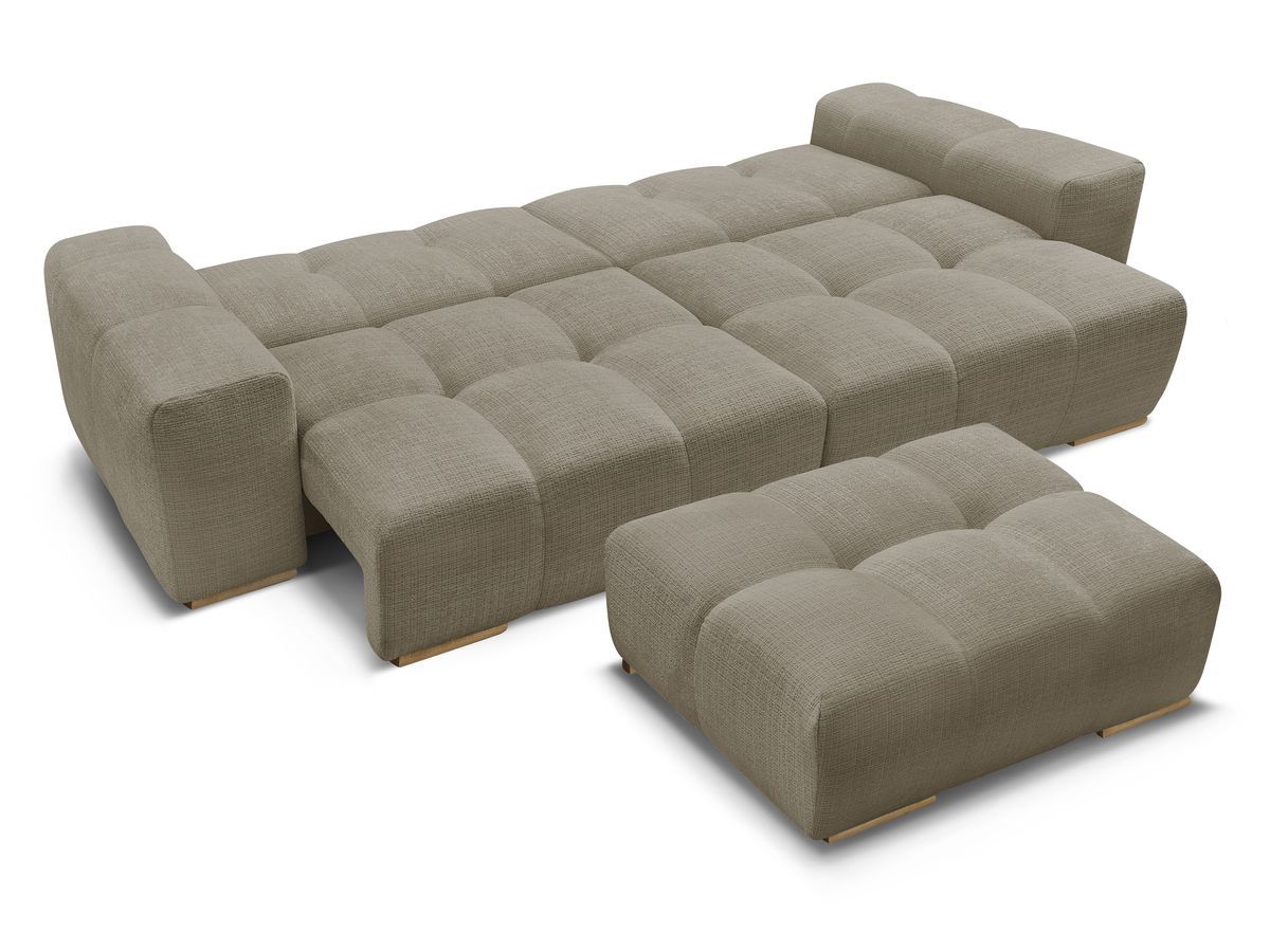 Canapé droit convertible coffre ANAKIN tissu texturé avec pouf