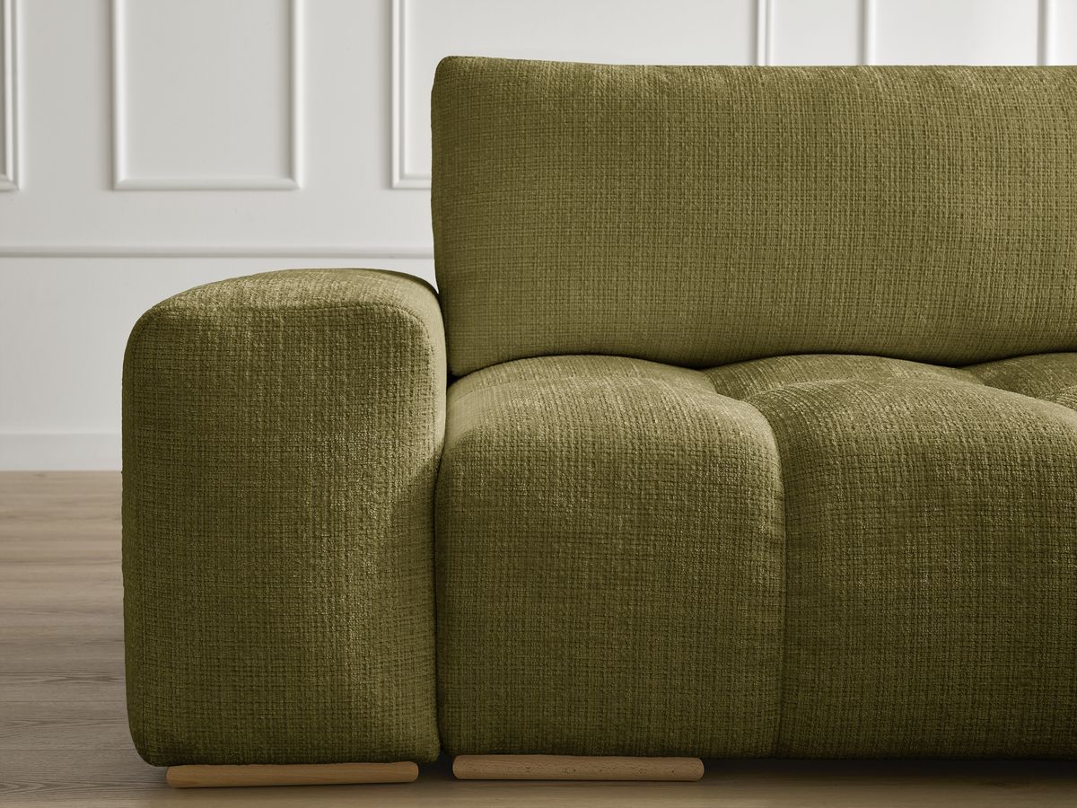 Canapé droit convertible coffre ANAKIN texturé avec pouf vert — vue 5