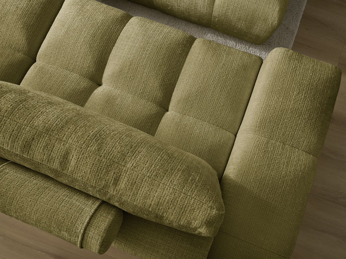Canapé droit convertible coffre ANAKIN tissu texturé avec pouf
