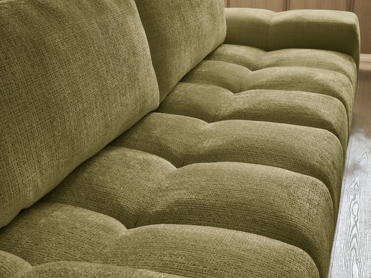Canapé droit convertible coffre ANAKIN tissu texturé avec pouf