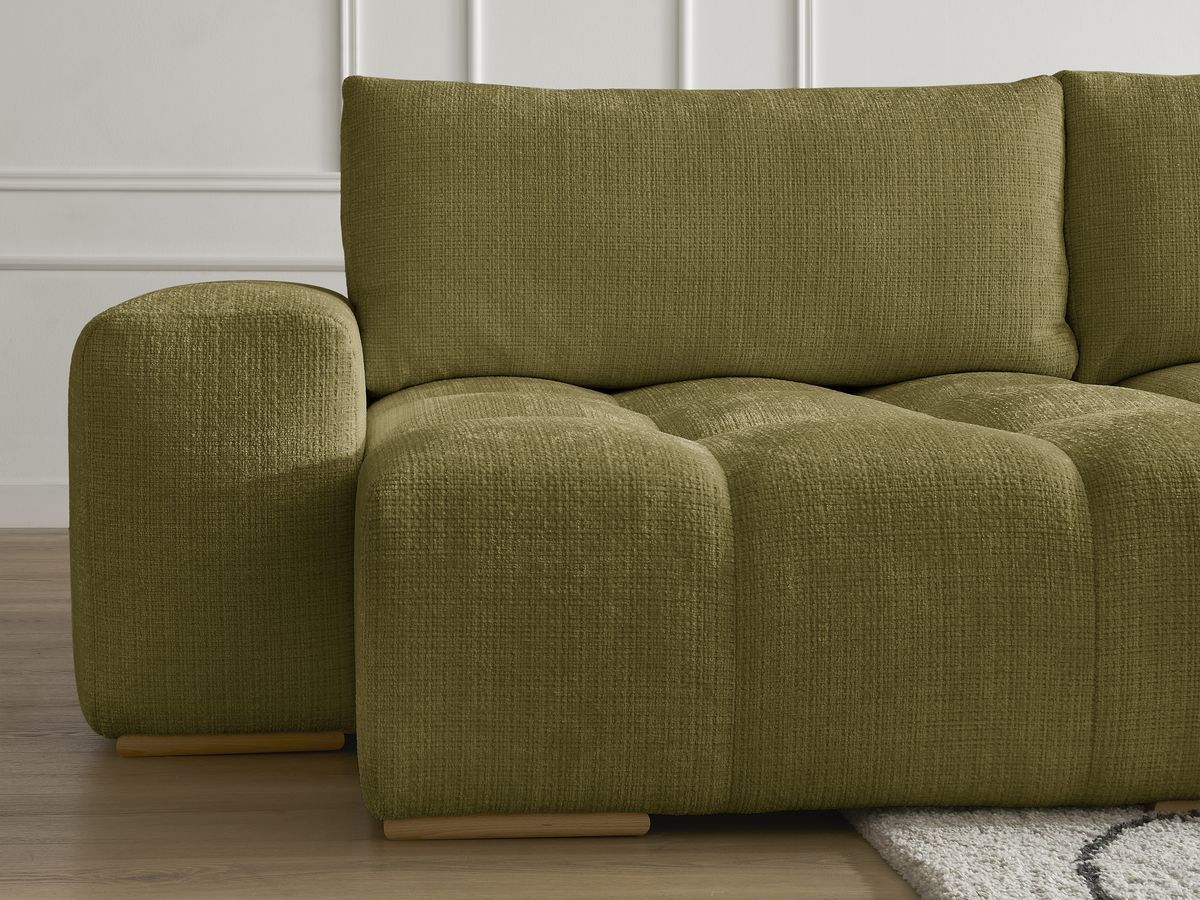 Canapé droit convertible coffre ANAKIN tissu texturé avec pouf