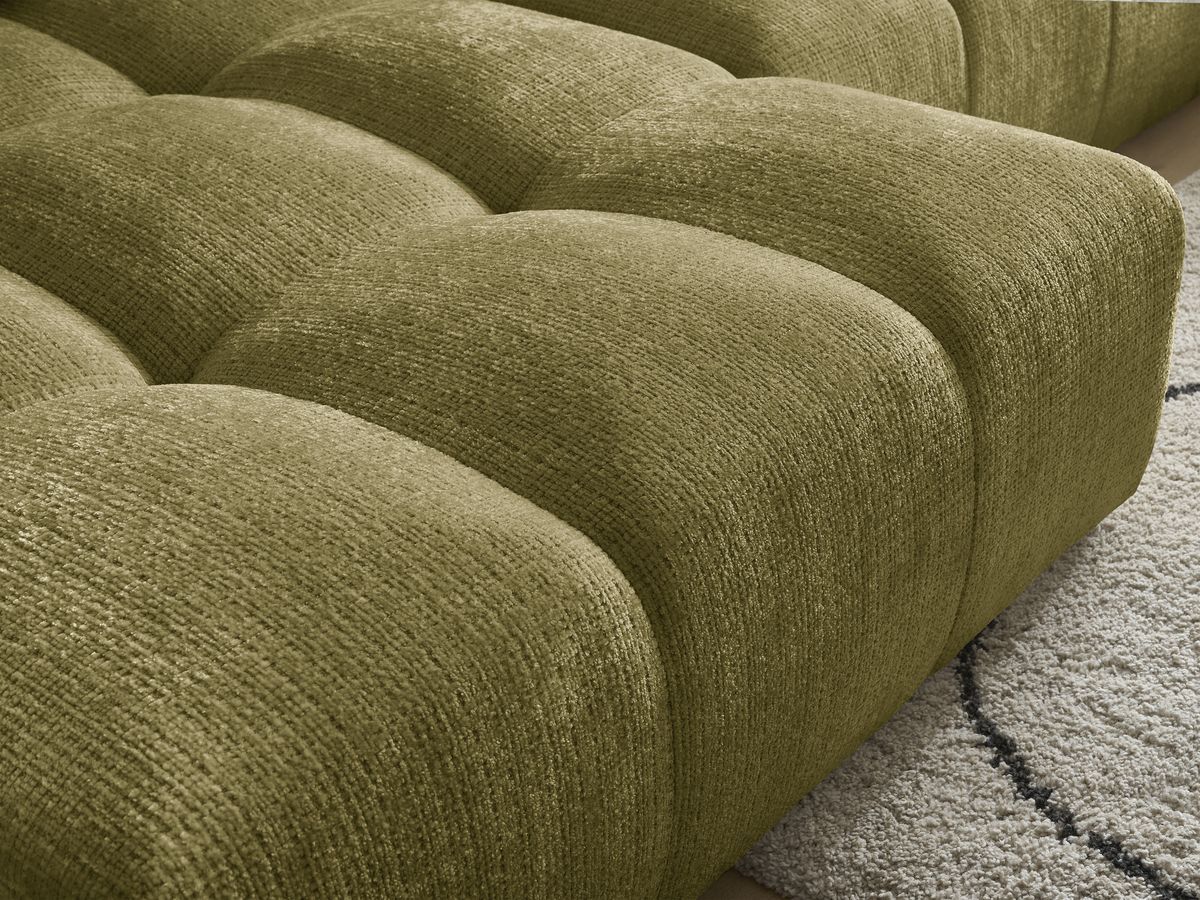 Canapé droit convertible coffre ANAKIN tissu texturé avec pouf