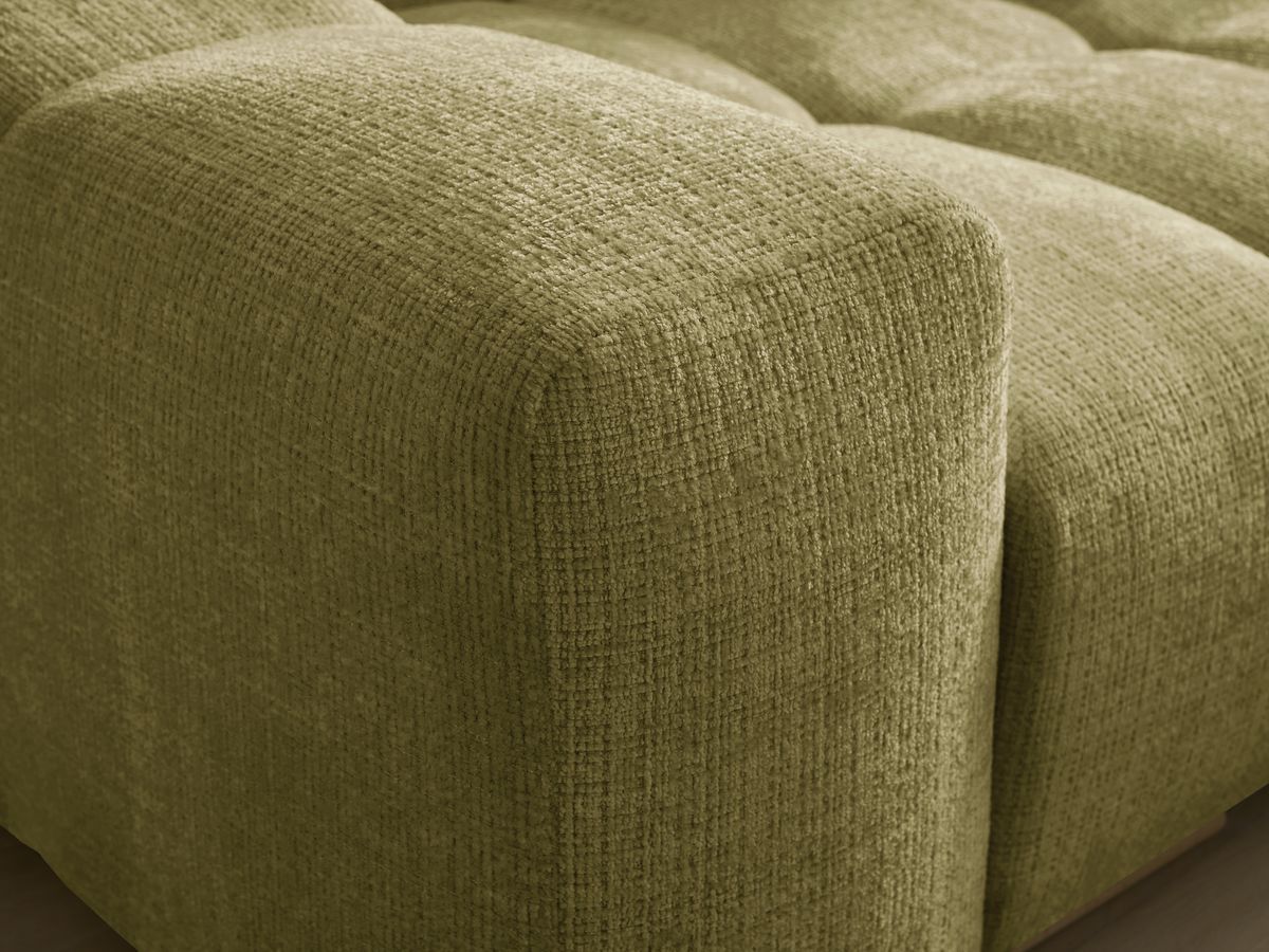 Canapé droit convertible coffre ANAKIN tissu texturé avec pouf