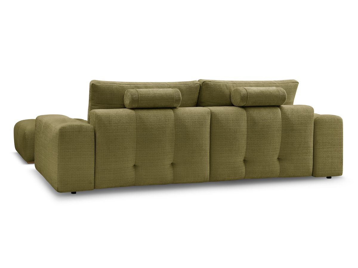 Canapé droit convertible coffre ANAKIN tissu texturé avec pouf