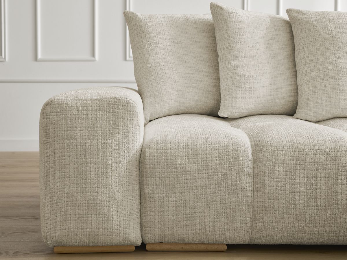 Canapé droit convertible coffre ANAKIN tissu texturé avec pouf