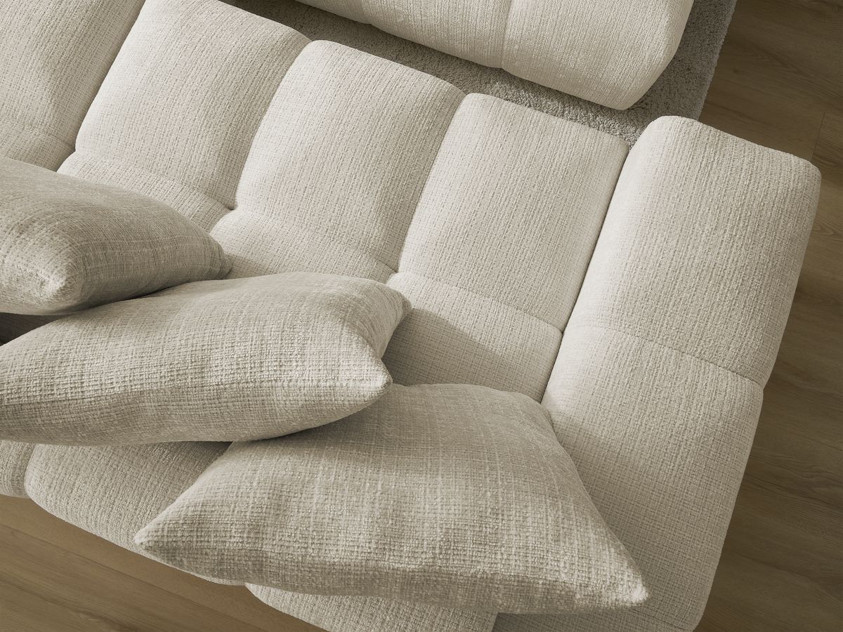Canapé droit convertible coffre ANAKIN tissu texturé avec pouf