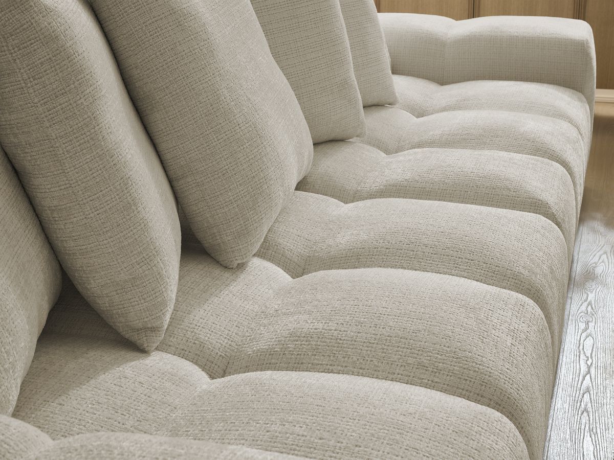 Canapé droit convertible coffre ANAKIN tissu texturé avec pouf