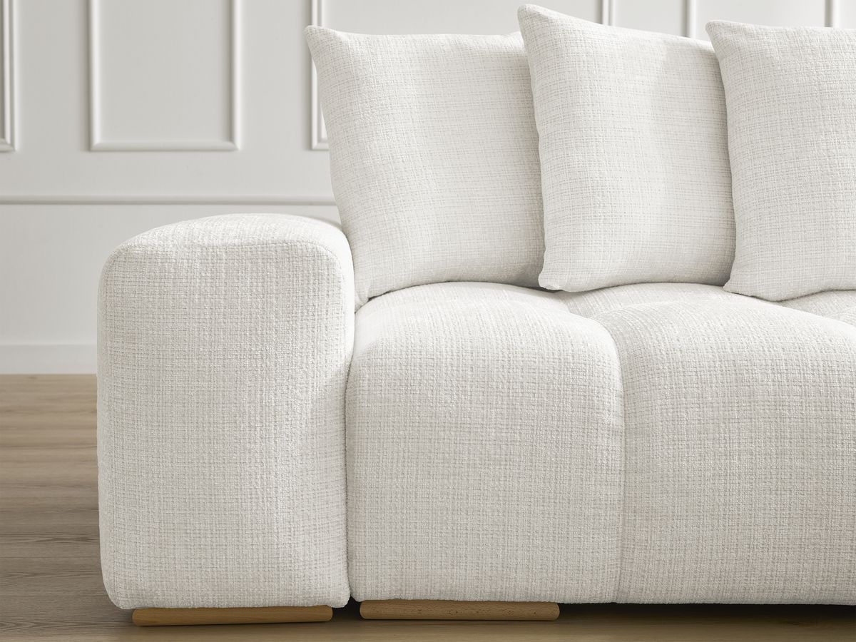 Canapé droit convertible coffre ANAKIN tissu texturé avec pouf