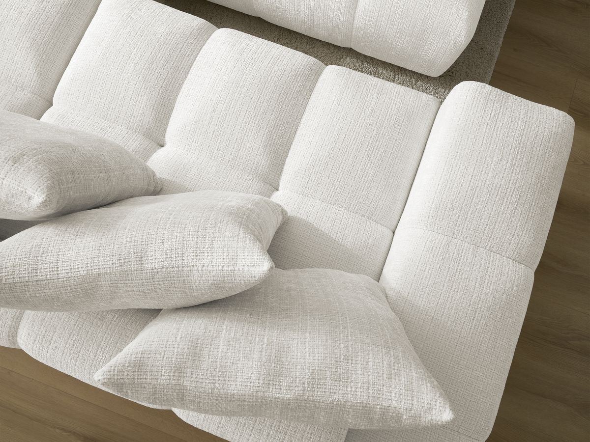 Canapé droit convertible coffre ANAKIN tissu texturé avec pouf