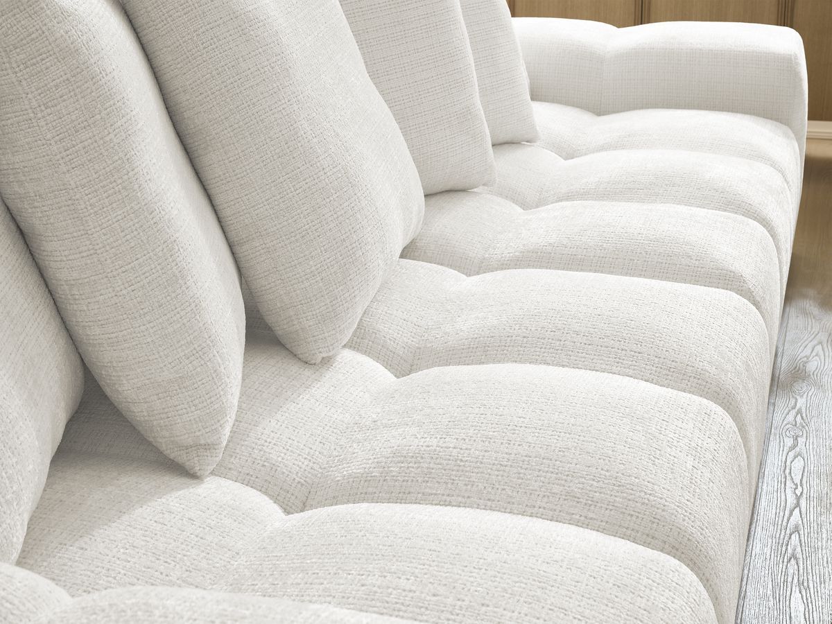 Canapé droit convertible coffre ANAKIN tissu texturé avec pouf