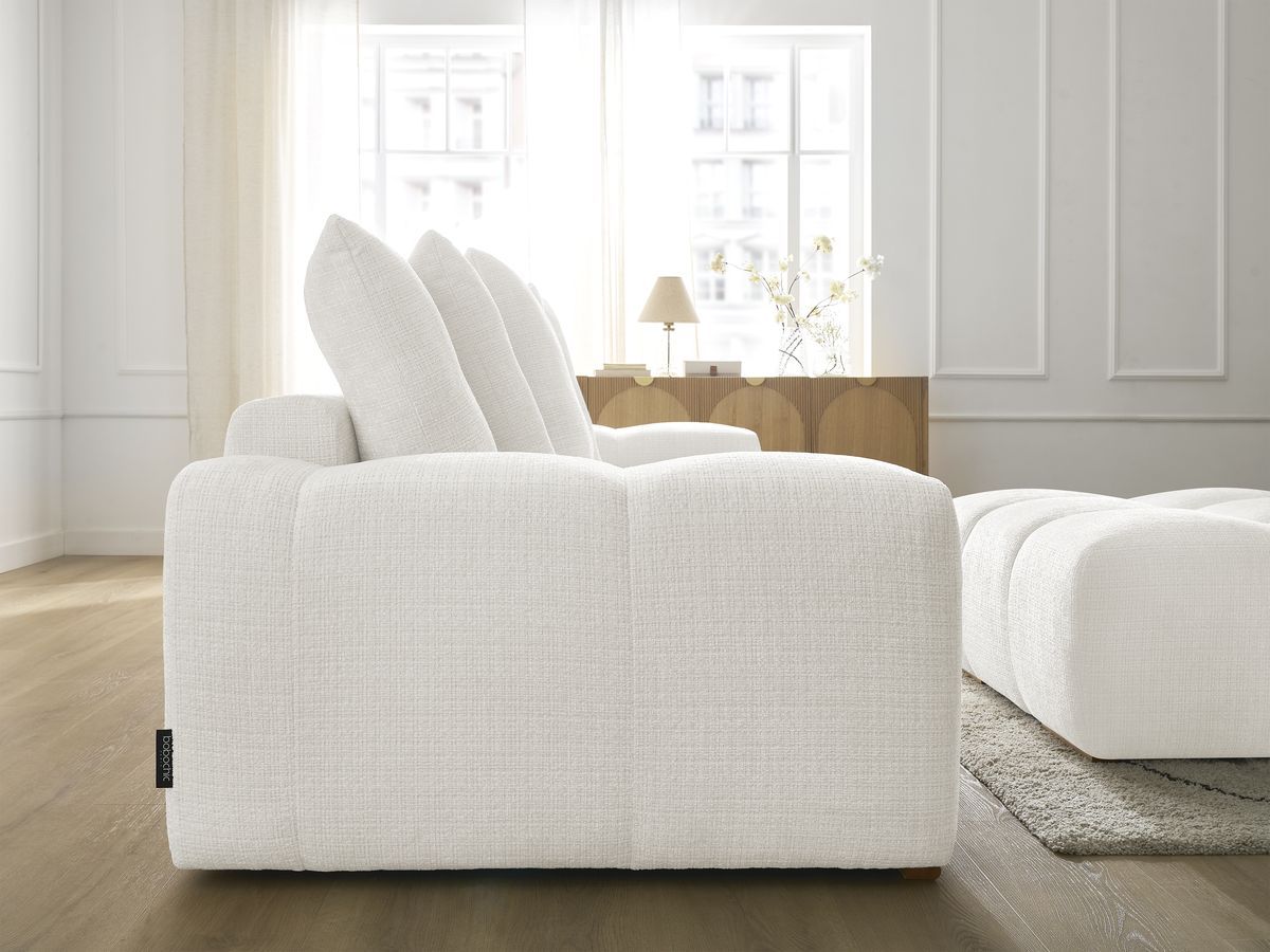 Canapé droit convertible coffre ANAKIN tissu texturé avec pouf