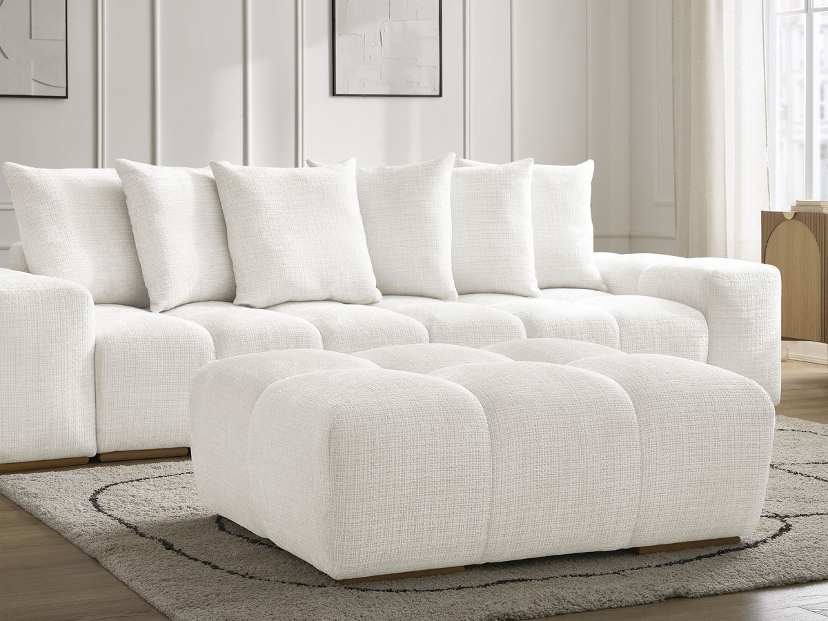 Canapé droit convertible coffre ANAKIN tissu texturé avec pouf