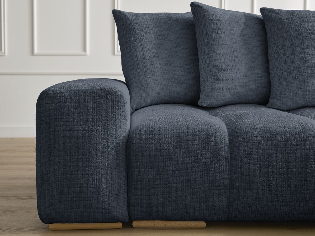 Canapé droit convertible coffre ANAKIN tissu texturé avec pouf