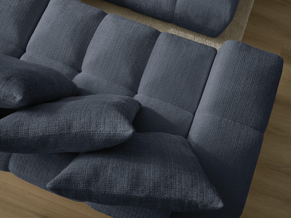Canapé droit convertible coffre ANAKIN tissu texturé avec pouf