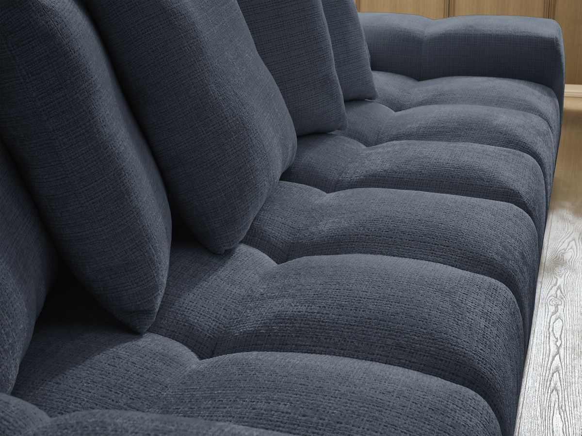 Canapé droit convertible coffre ANAKIN tissu texturé avec pouf