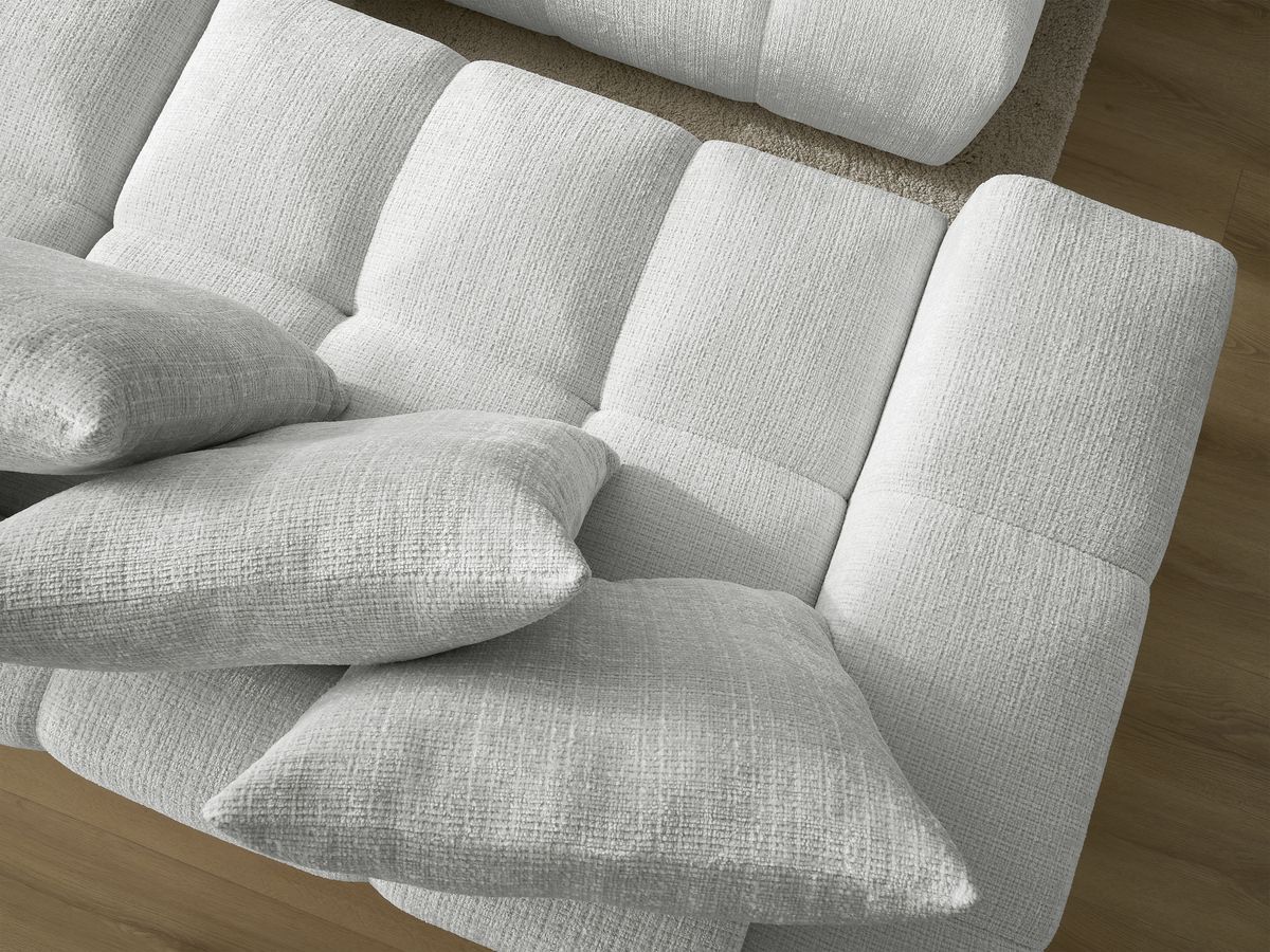 Canapé droit convertible coffre ANAKIN tissu texturé avec pouf