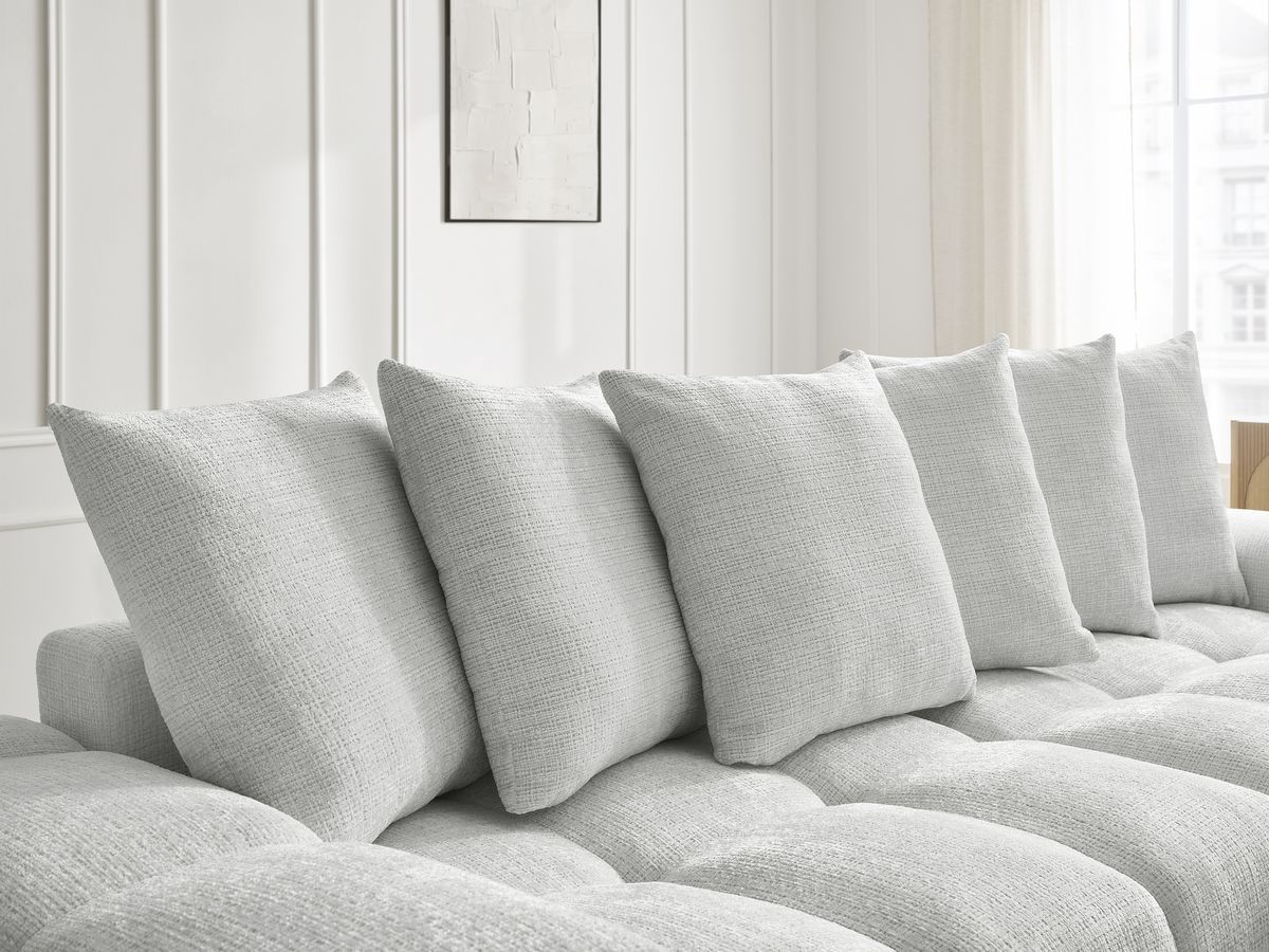Canapé droit convertible coffre ANAKIN tissu texturé avec pouf