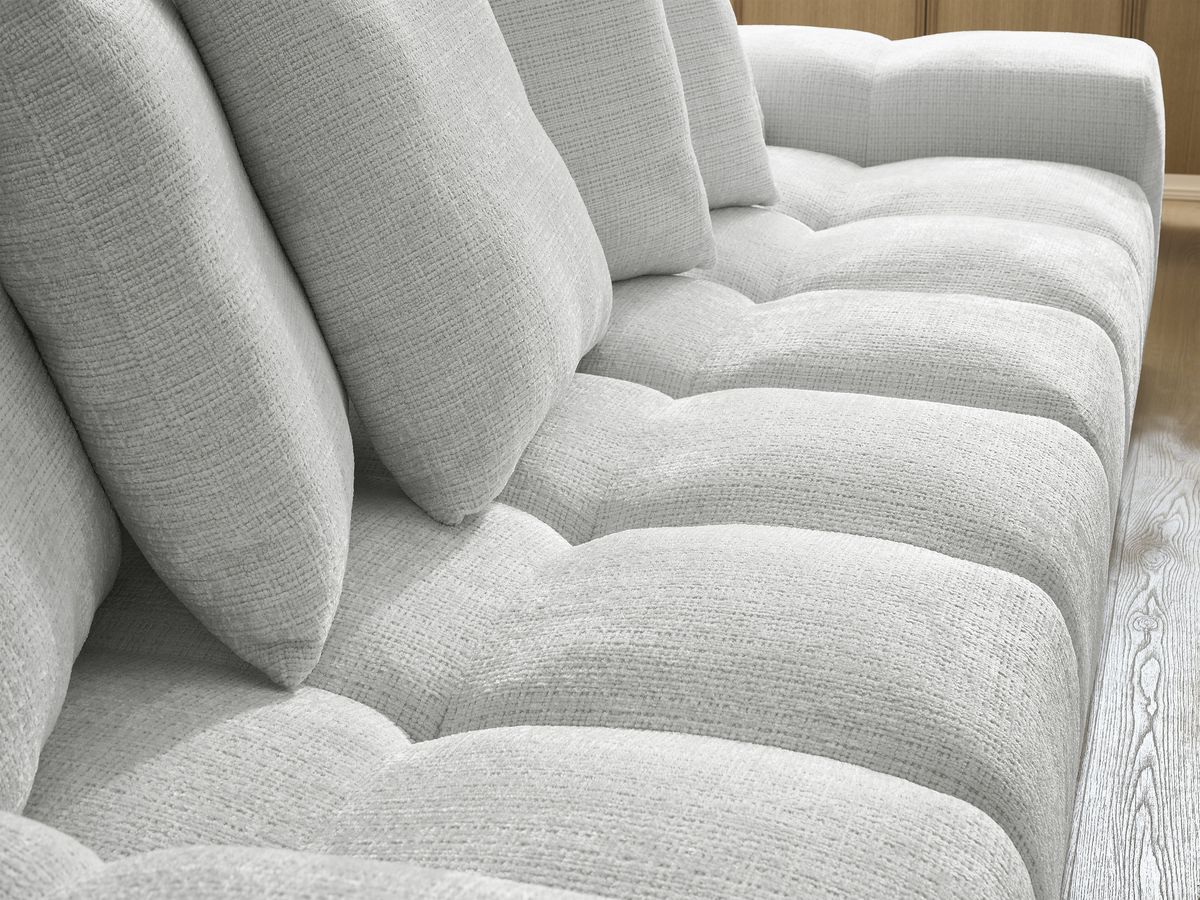 Canapé droit convertible coffre ANAKIN tissu texturé avec pouf