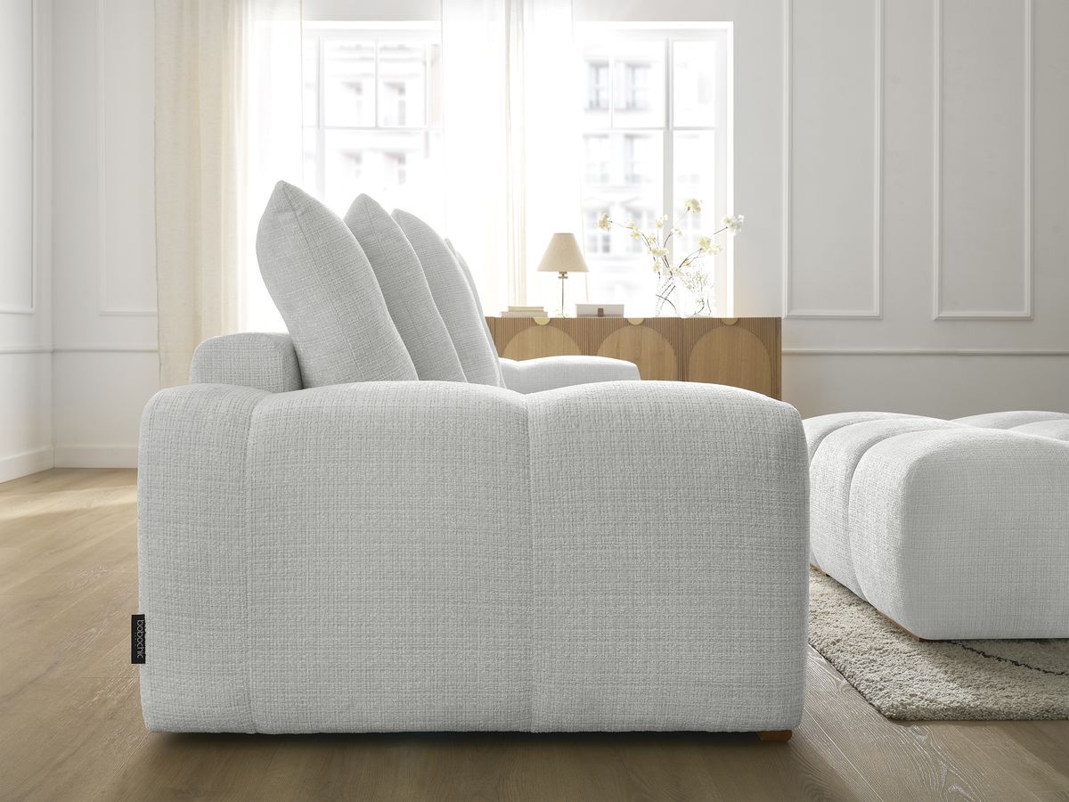 Canapé droit convertible coffre ANAKIN tissu texturé avec pouf