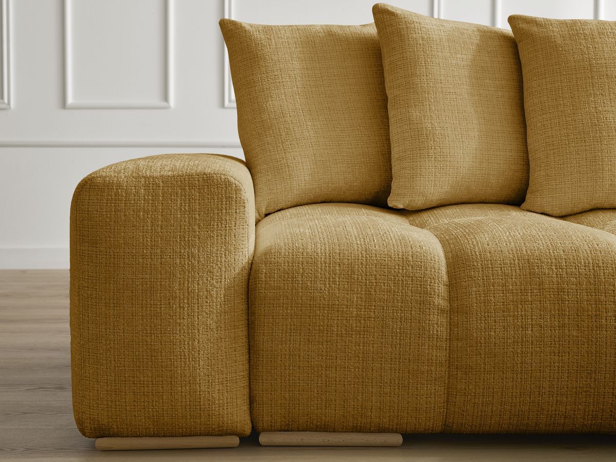 Canapé droit convertible coffre ANAKIN tissu texturé avec pouf