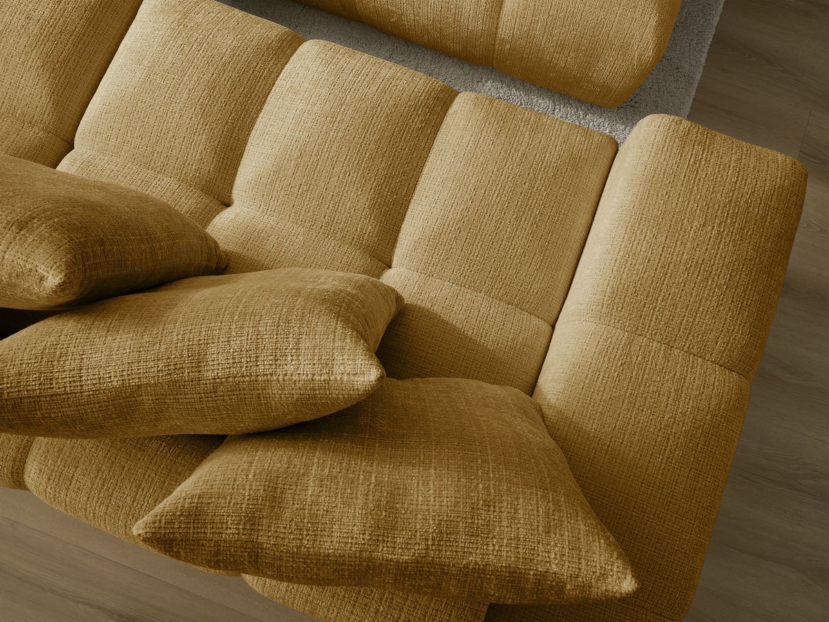 Canapé droit convertible coffre ANAKIN tissu texturé avec pouf