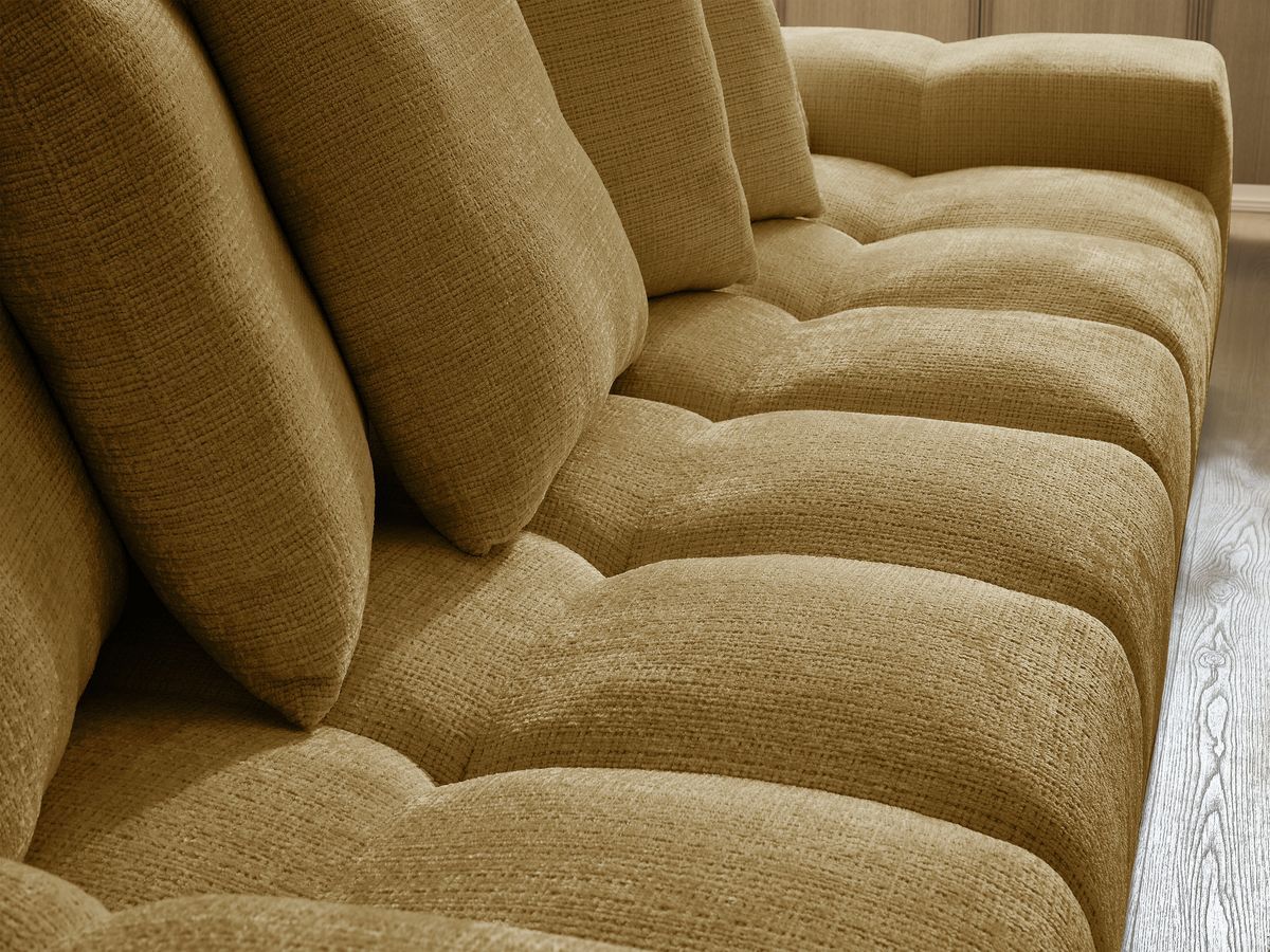 Canapé droit convertible coffre ANAKIN tissu texturé avec pouf