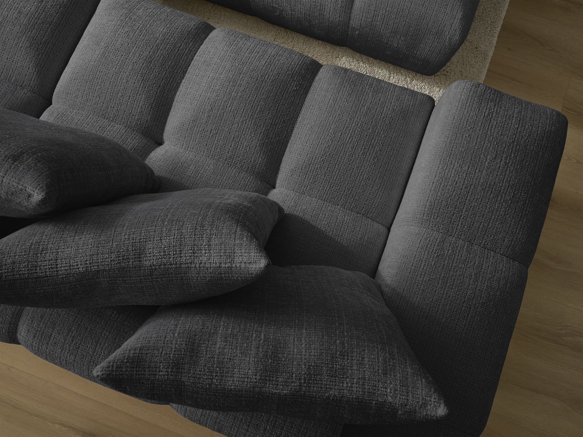 Canapé droit convertible coffre ANAKIN tissu texturé avec pouf