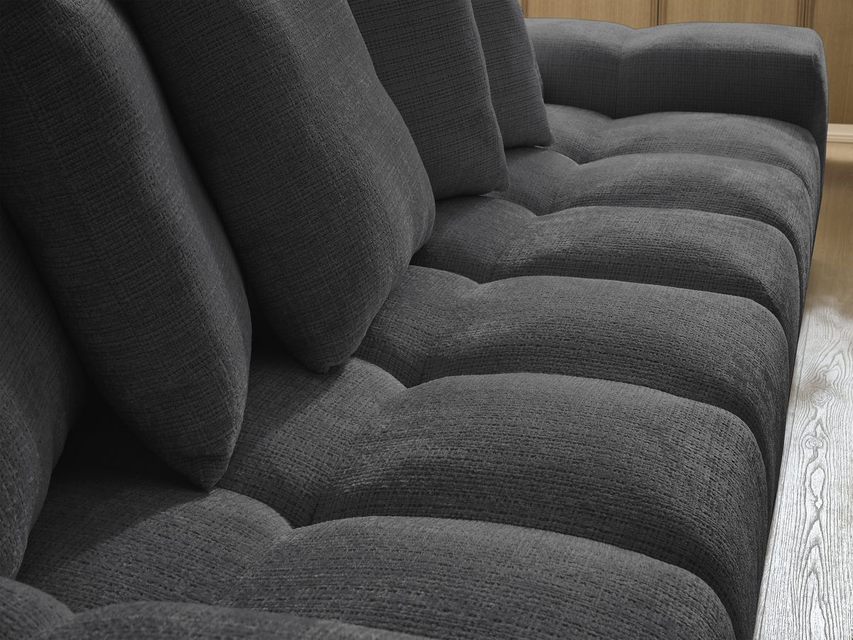Canapé droit convertible coffre ANAKIN tissu texturé avec pouf