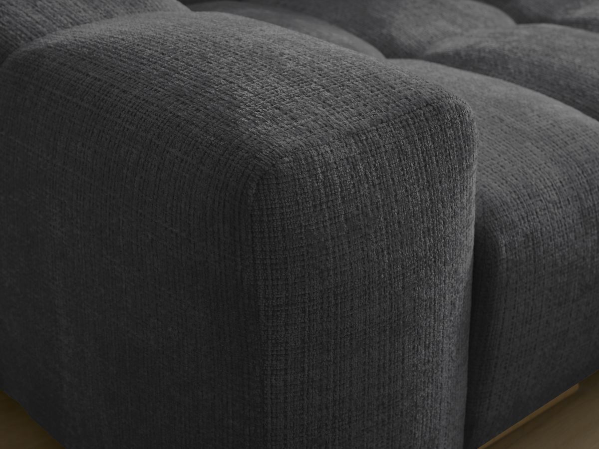 Canapé droit convertible coffre ANAKIN tissu texturé avec pouf