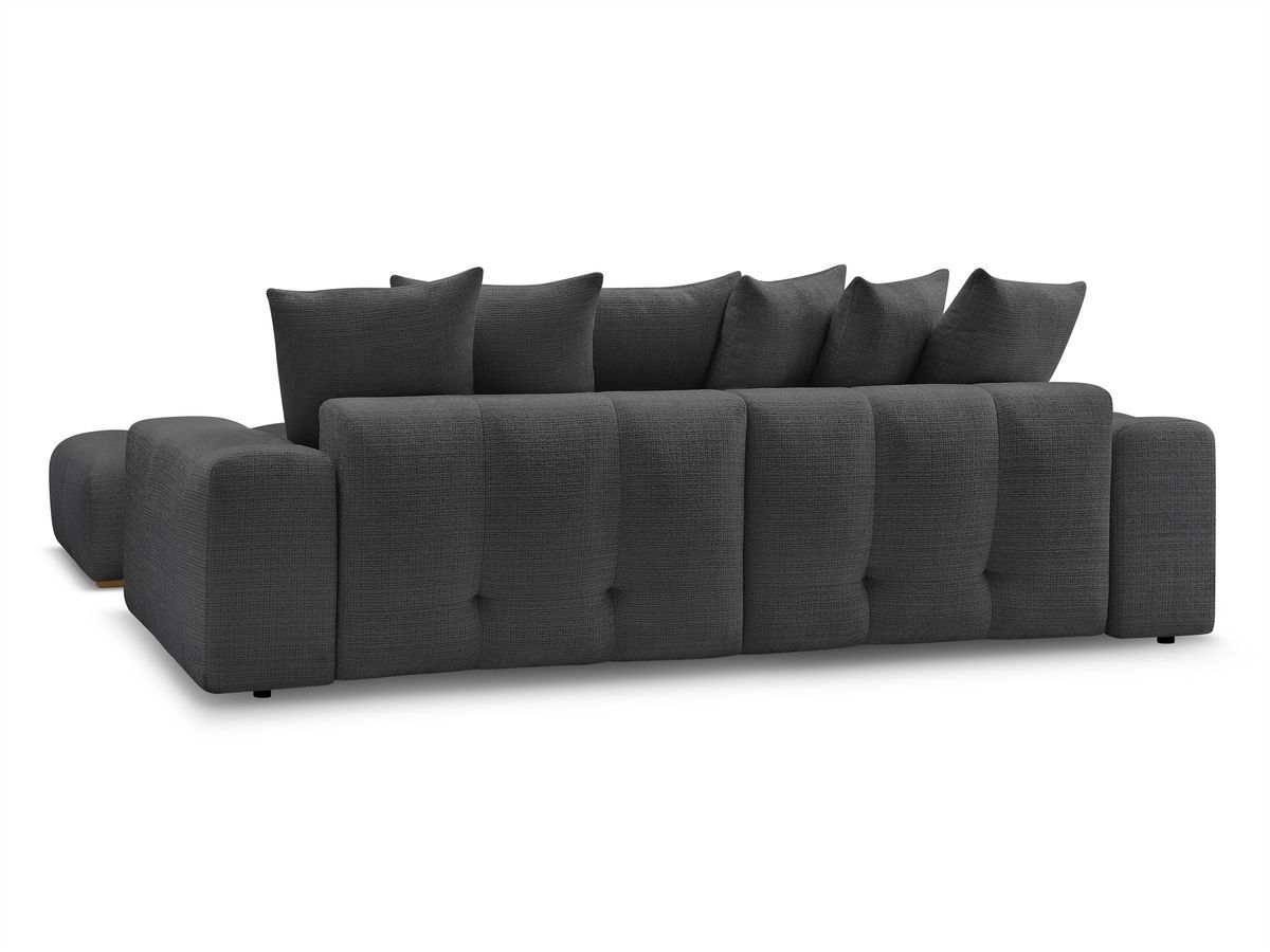 Canapé droit convertible coffre ANAKIN tissu texturé avec pouf