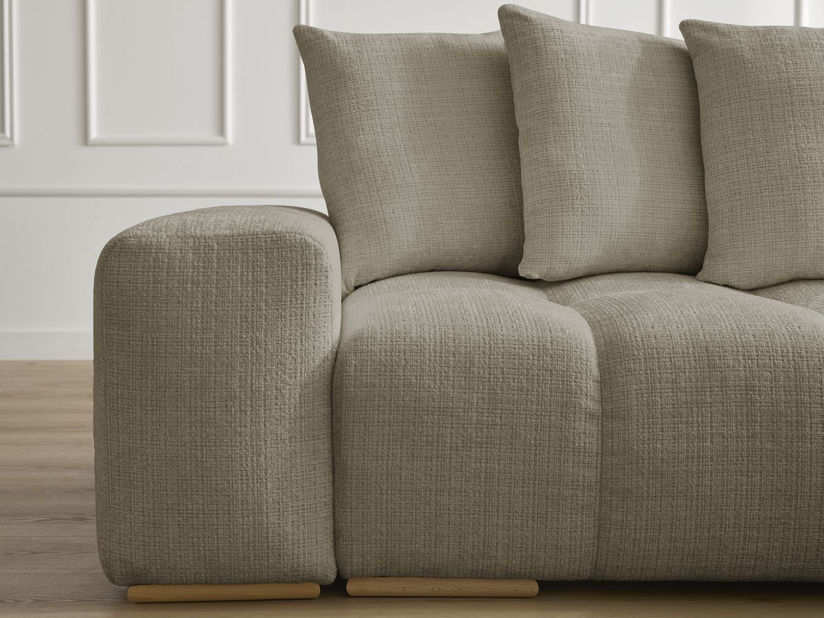 Canapé droit convertible coffre ANAKIN tissu texturé avec pouf