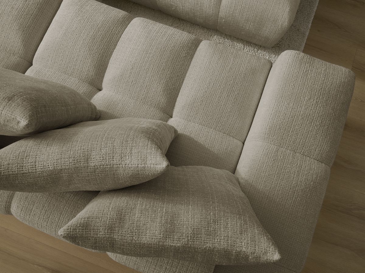 Canapé droit convertible coffre ANAKIN tissu texturé avec pouf