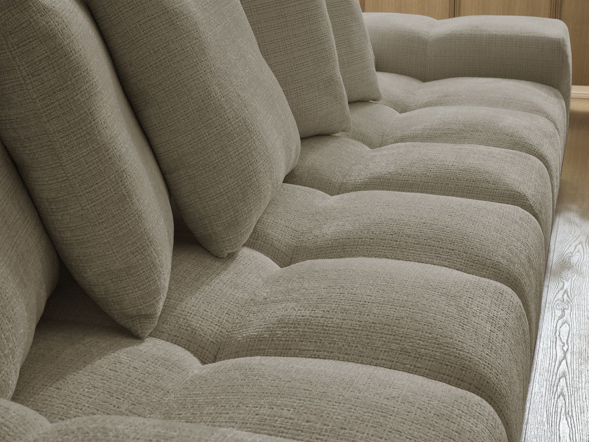 Canapé droit convertible coffre ANAKIN tissu texturé avec pouf