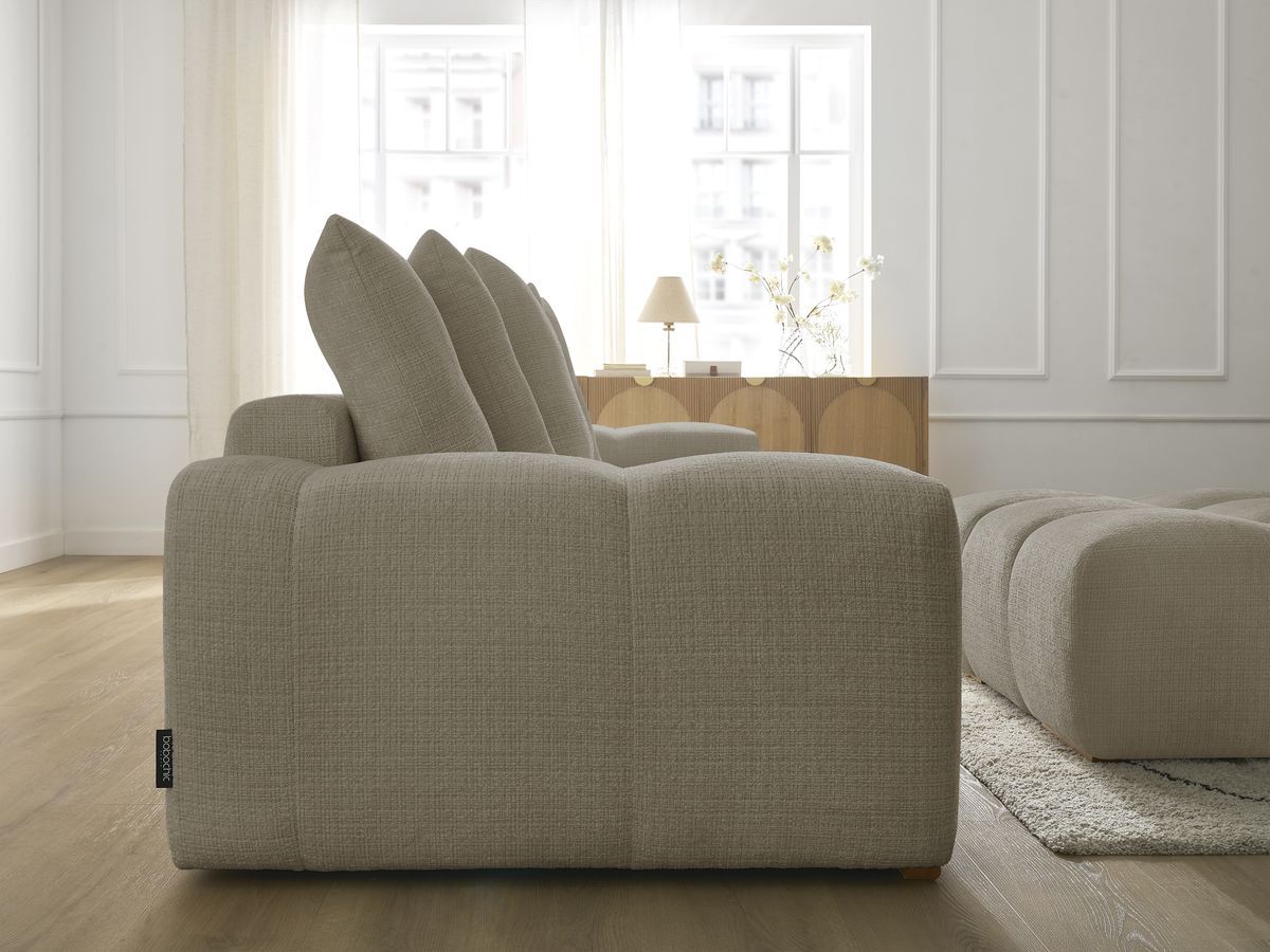 Canapé droit convertible coffre ANAKIN tissu texturé avec pouf