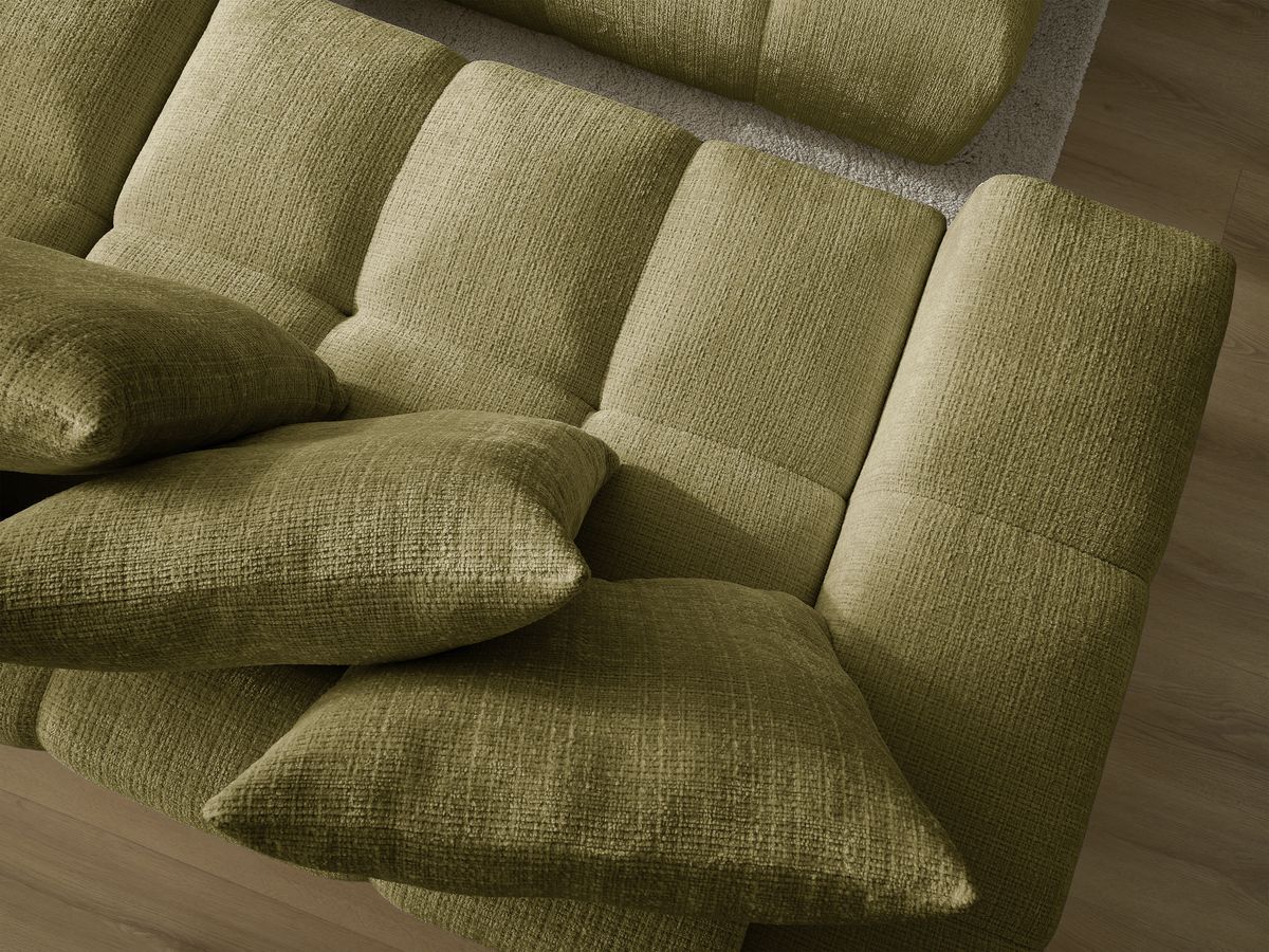 Canapé droit convertible coffre ANAKIN tissu texturé avec pouf