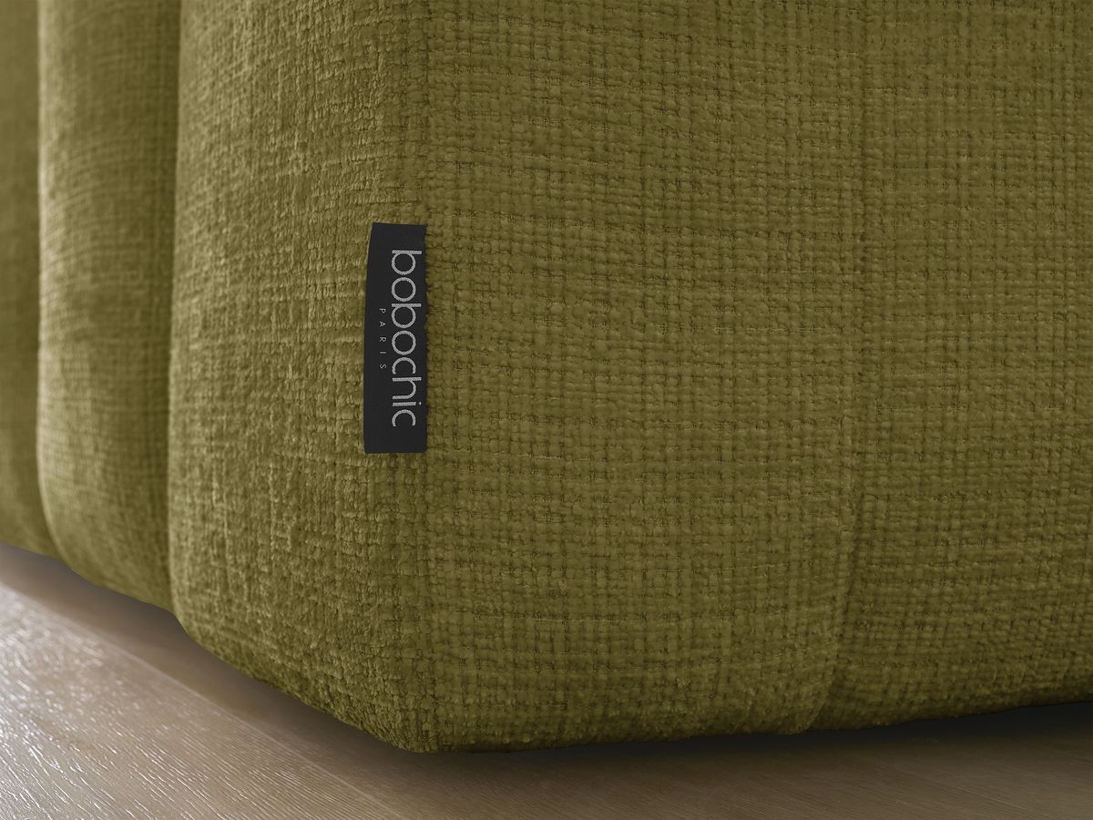Canapé droit convertible coffre ANAKIN tissu texturé avec pouf